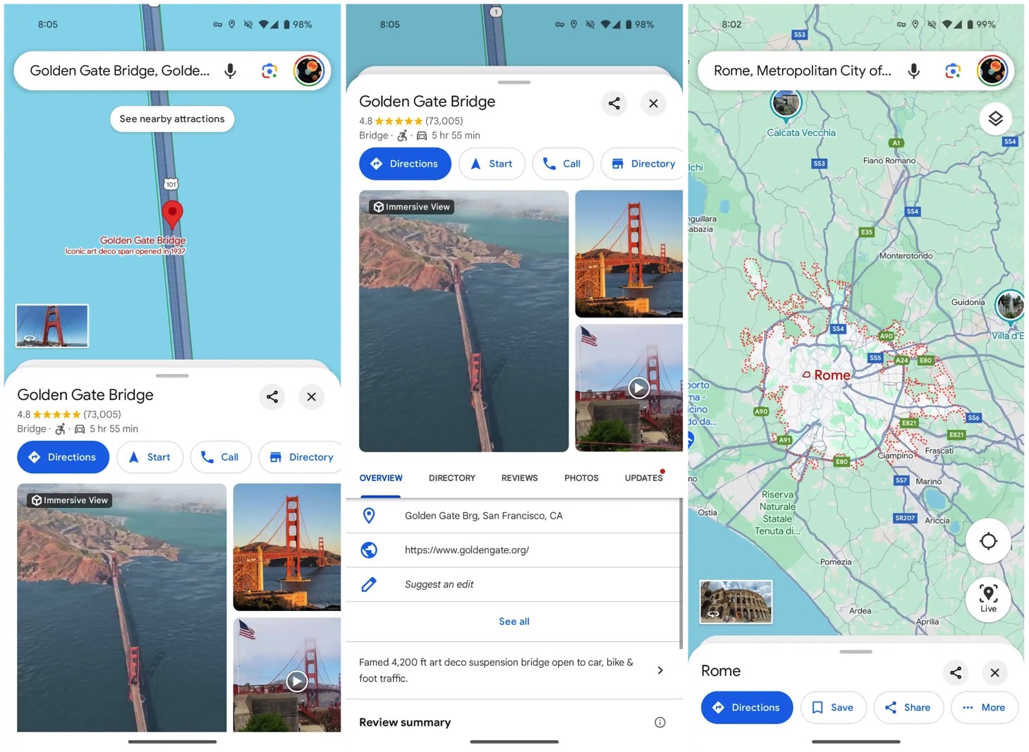 Google Maps design update: New UI for places.