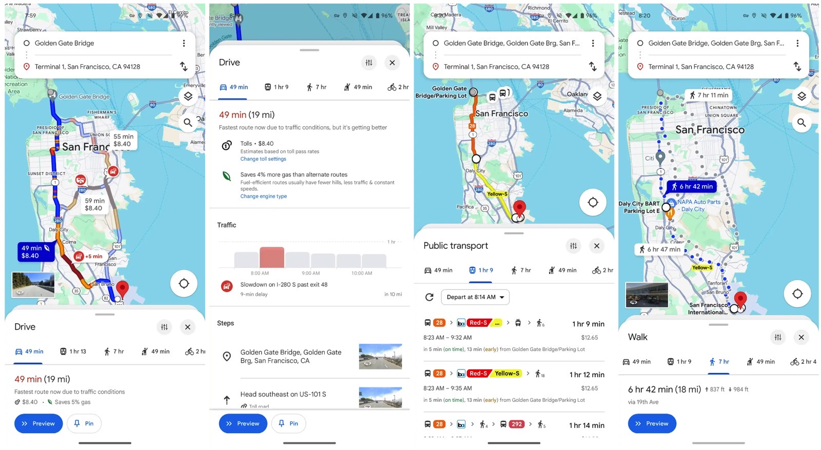 Google Maps design update: New UI for directions and navigation appeared in testing in February.