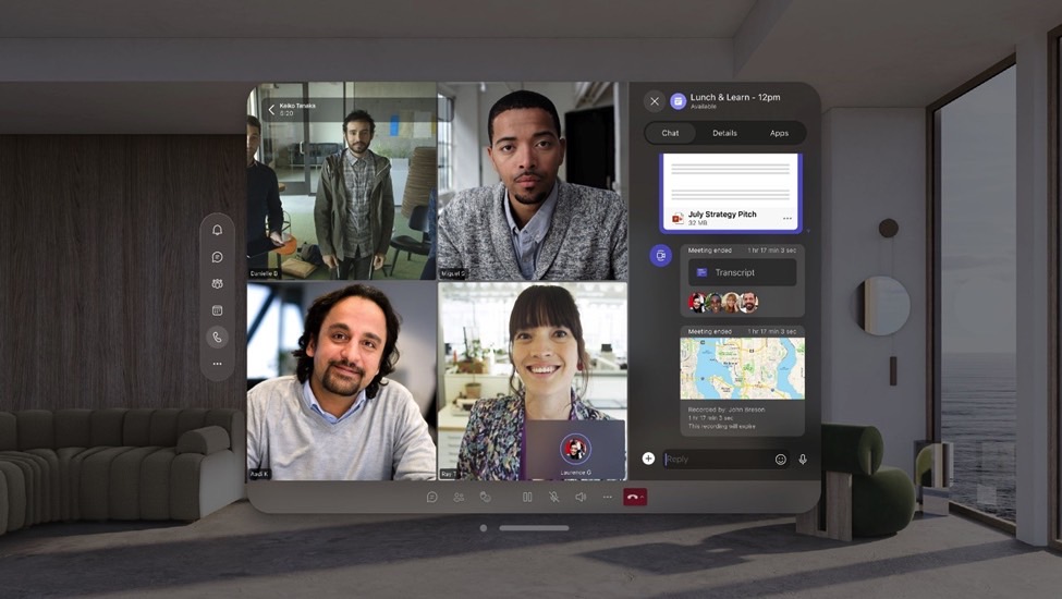 Teams video chat on Vision Pro.