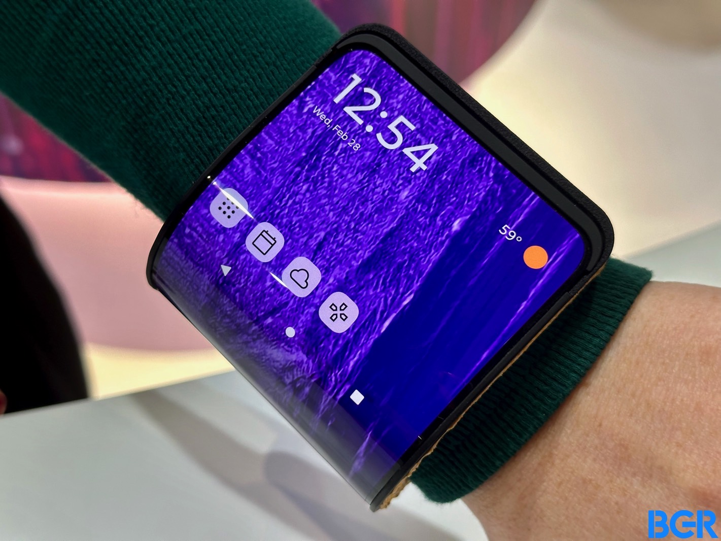 Motorola wrist smartphone shown at MWC 2024.