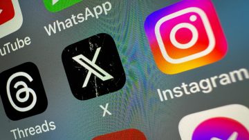 Threads, X, and Instagram app logos