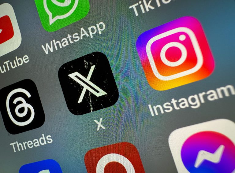 Threads, X, and Instagram app logos