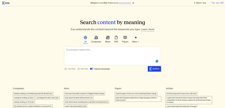 Exa is the new name of the AI search engine formerly known as Metaphor.