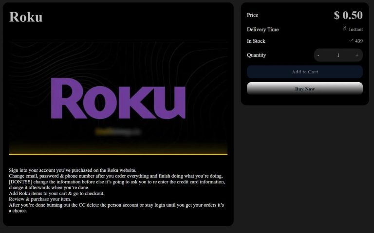 Hacked Roku accounts are for sale on the dark web.