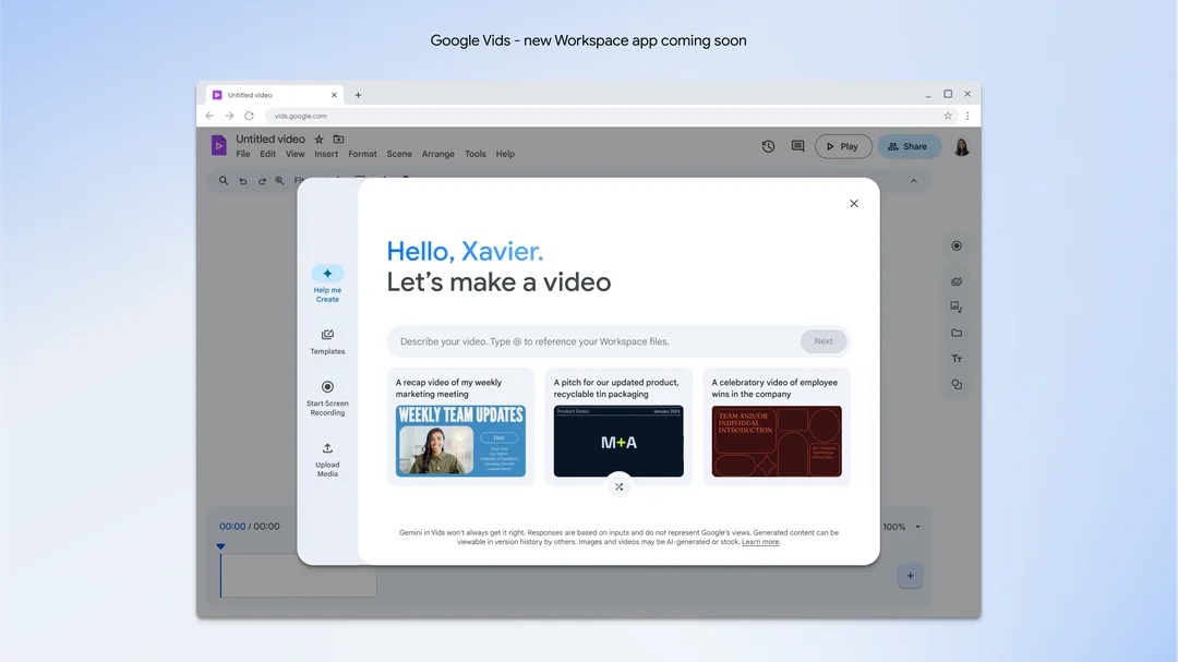 First AI-powered video creation app, Vids, developed by Google First AI-powered video creation app, Vids, developed by Google
