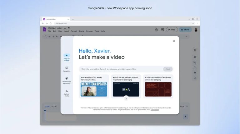 Google Vids is an AI-powered video creation app for work.