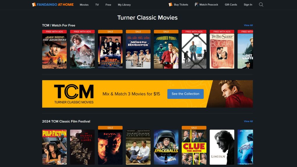 Turner Classic Movies on Fandango at Home.