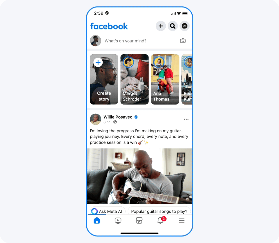 Using Meta AI while interacting with the Facebook feed.