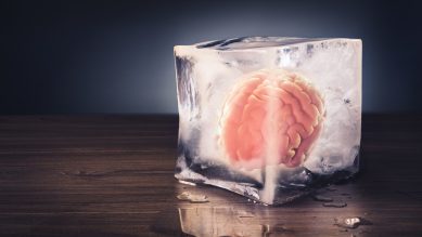 dramatic frozen human brain concept