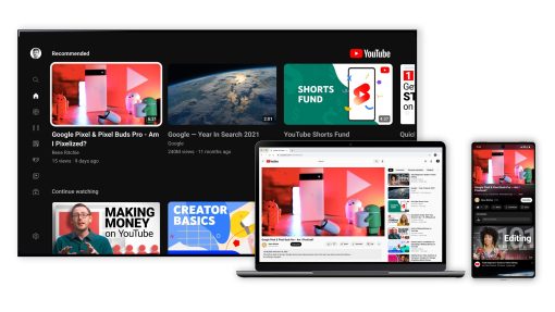 YouTube running on multiple devices.