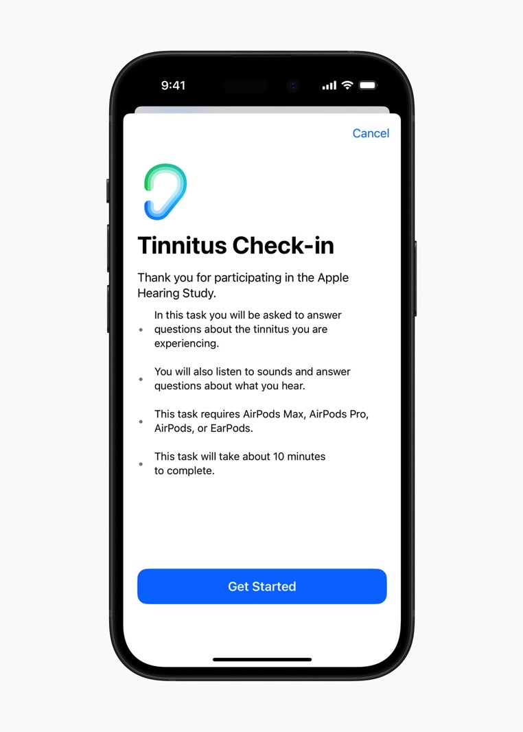 Los investigadores utilizaron una aplicación de iPhone y AirPods para realizar una prueba de tinnitus.