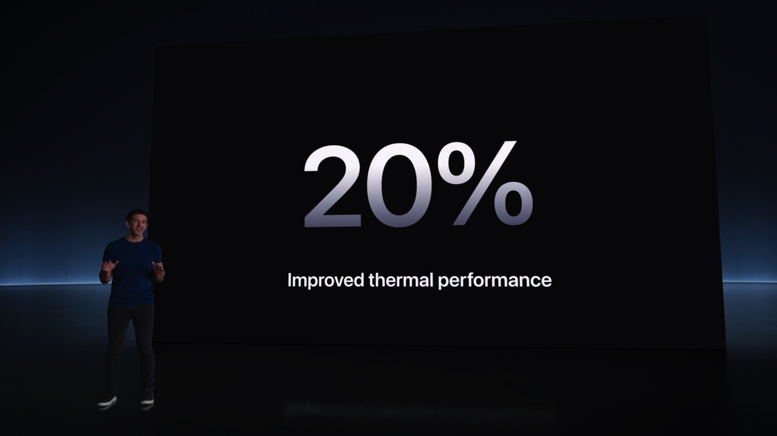 Apple's John Ternus detailing the iPad Pro's improved cooling system.