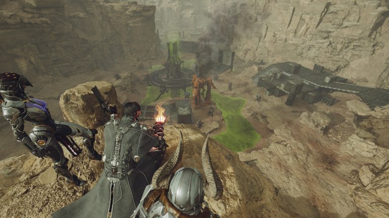 Looking down on a group of enemies in The First Descendant.