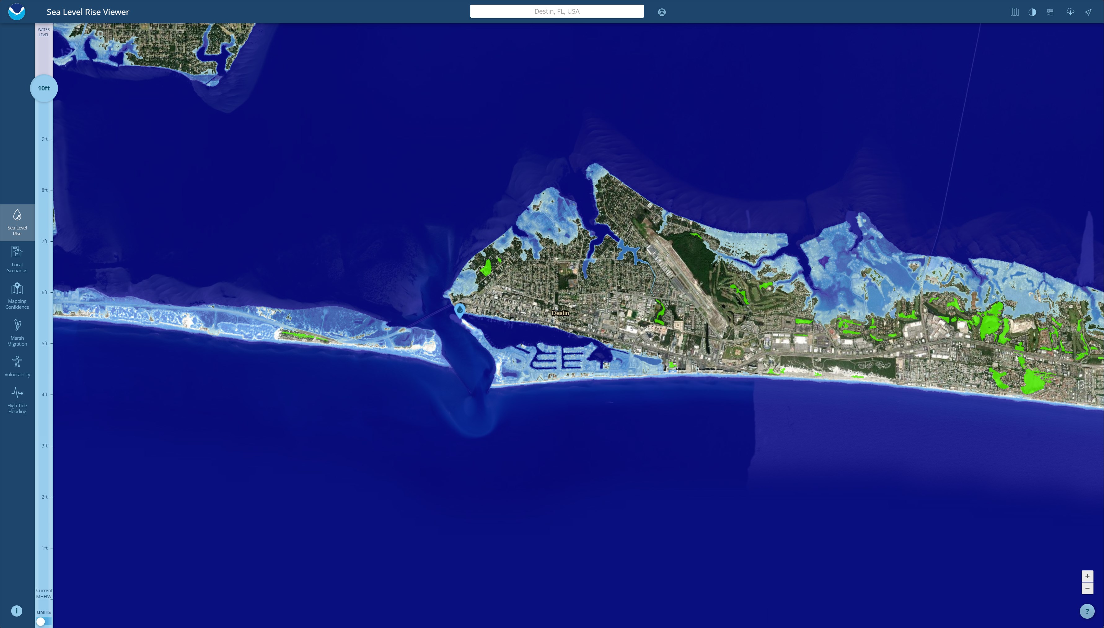 sea level rise map