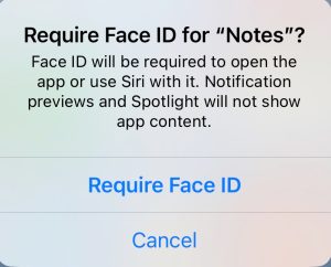 تخبرك المطالبة بما يحدث بمجرد قفل التطبيق باستخدام Face ID.