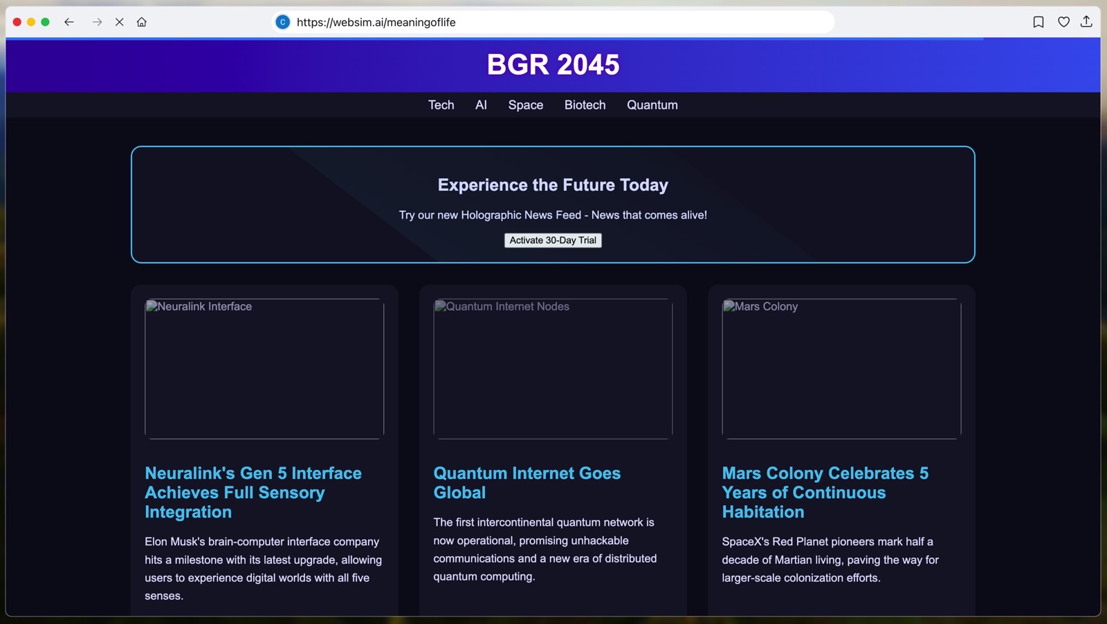 موقع BGR.com المزيف للمستقبل.