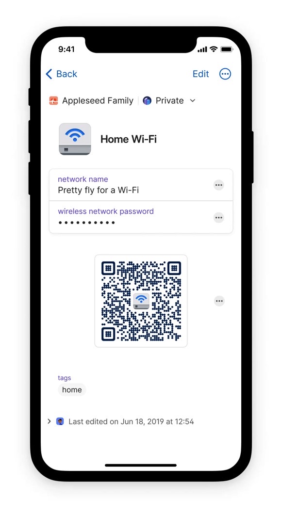 1Password will generate QR codes automatically for Wi-Fi passwords.