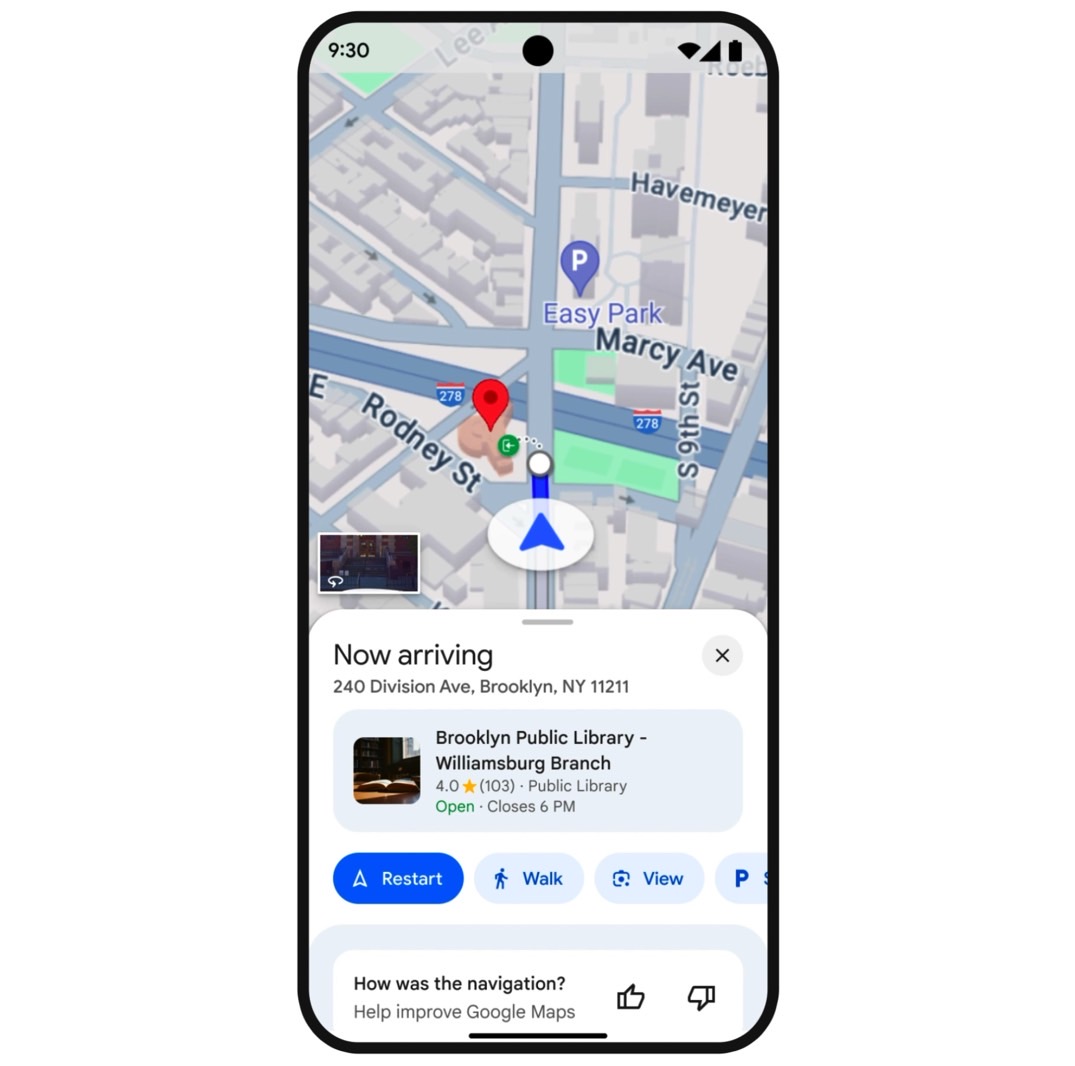 Google Maps Destination Guidance feature.