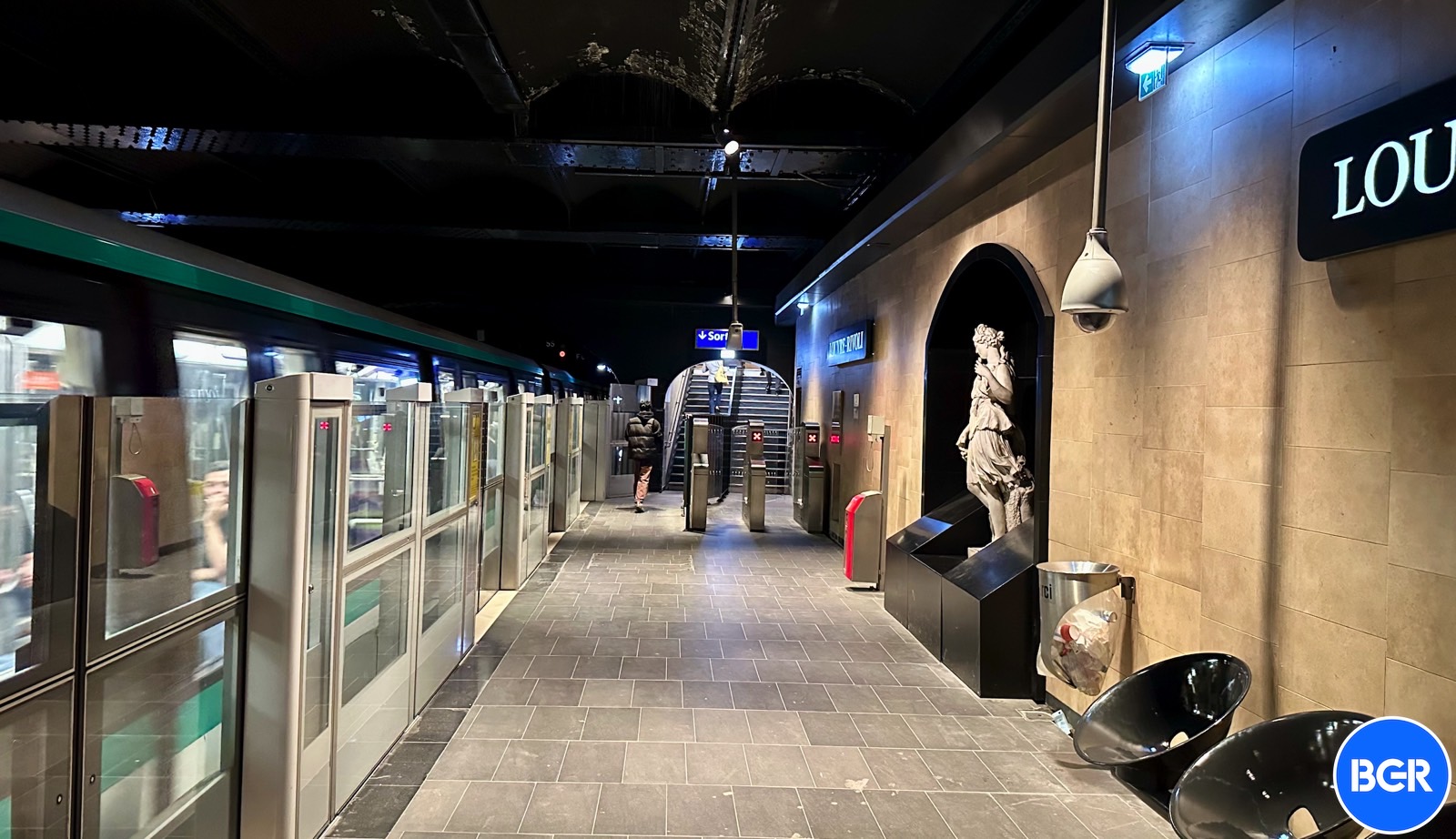 A metro station under the Louvre museum in Paris, France.