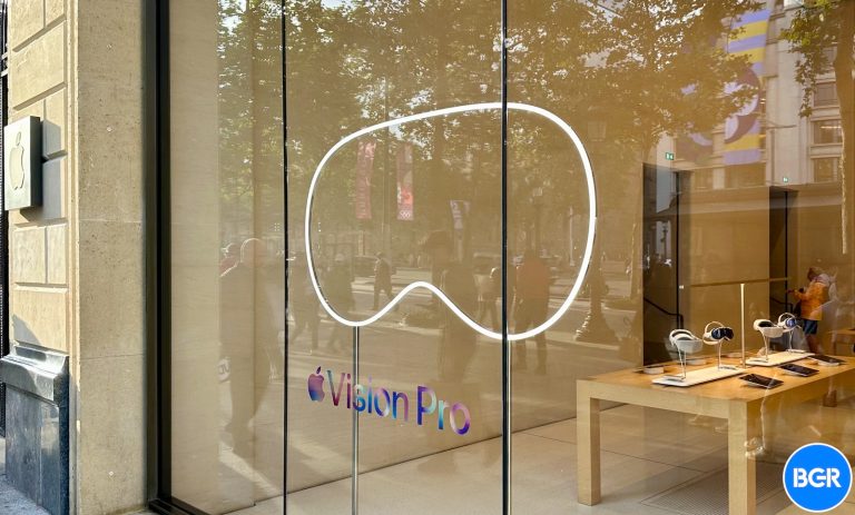 Vision Pro window from an Apple Store in Paris, France.