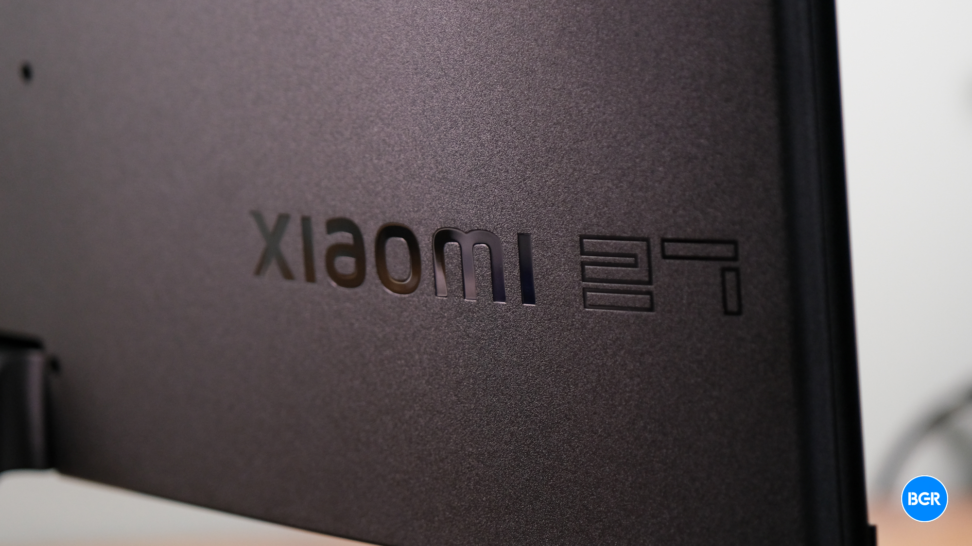 Xiaomi G27i logo on the back of the monitor