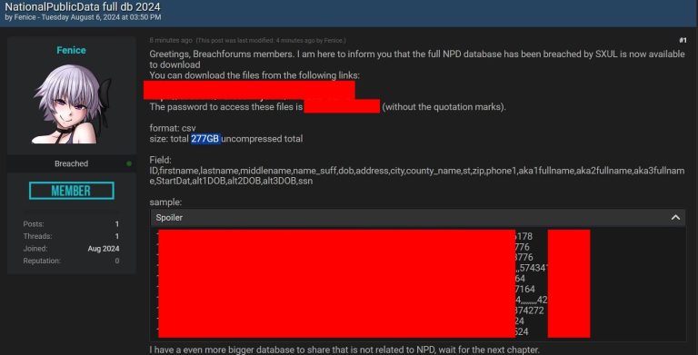 3 billion records from National Public Data leaked online.