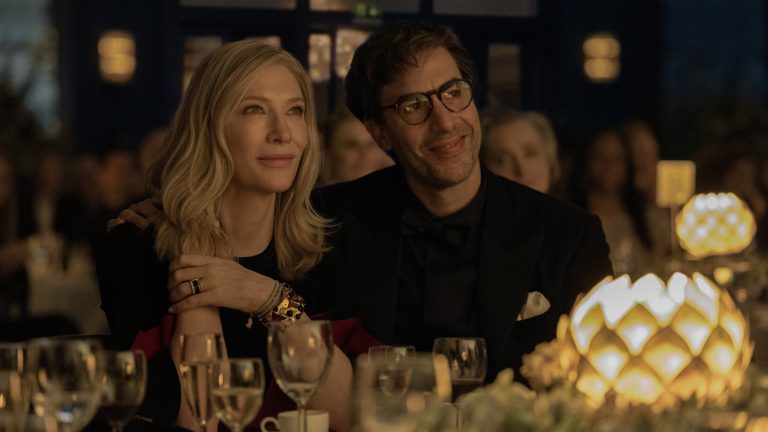 Cate Blanchett and Sacha Baron Cohen in Disclaimer on Apple TV+