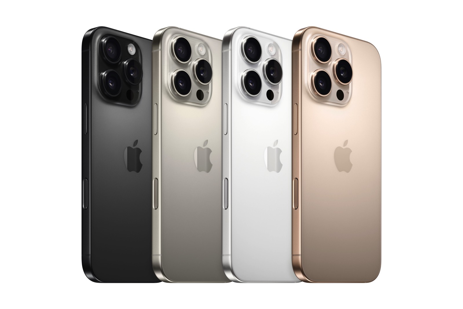 Opciones de color del iPhone 16 Pro y botón de control de cámara.