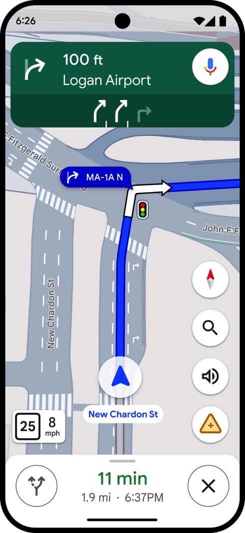 Google Maps enhanced navigation will make sure you take the right lane to merge.