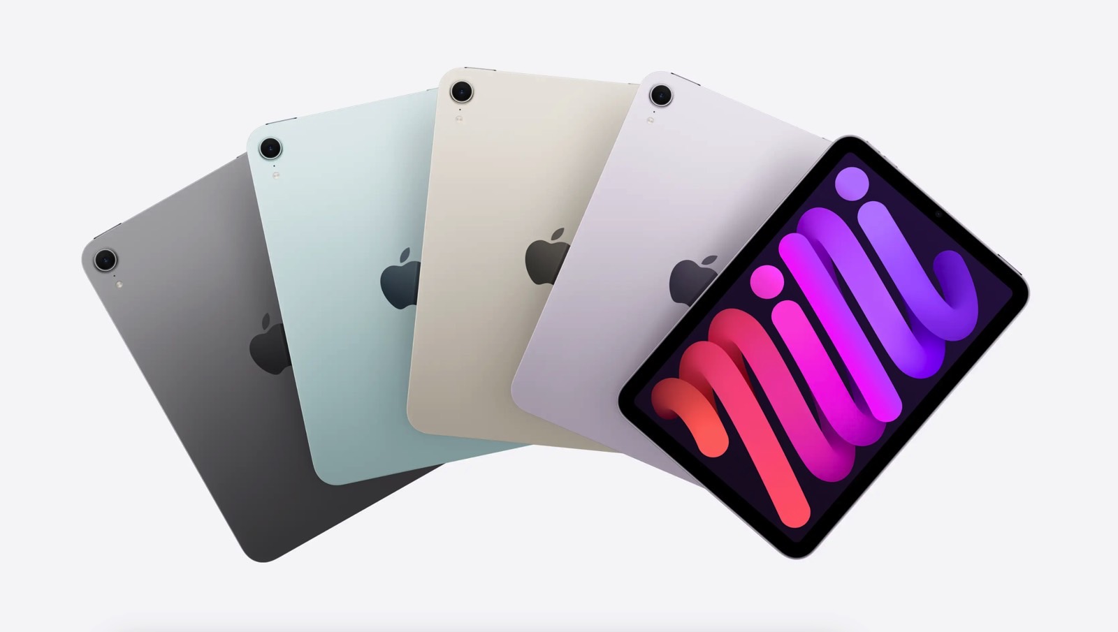 iPad mini 7 color options and matching wallpapers.