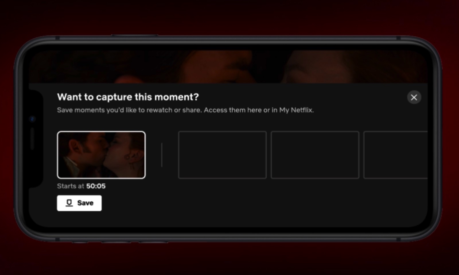 حفظ لحظة على تطبيق Netflix iPhone.