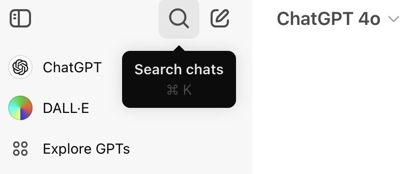 The new "search chats" feature in ChatGPT.