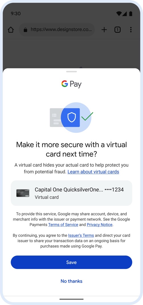 Google Pay supports virtual cards.