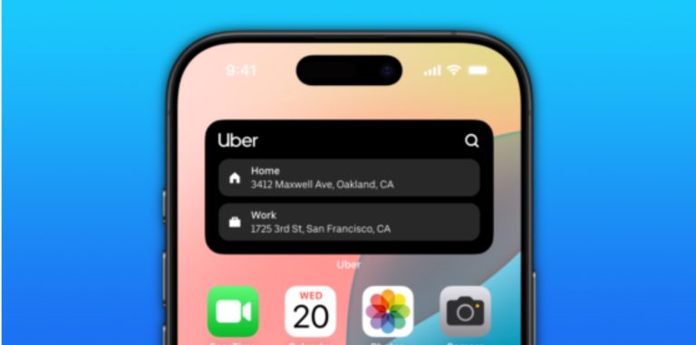 Uber iPhone Home Screen widget