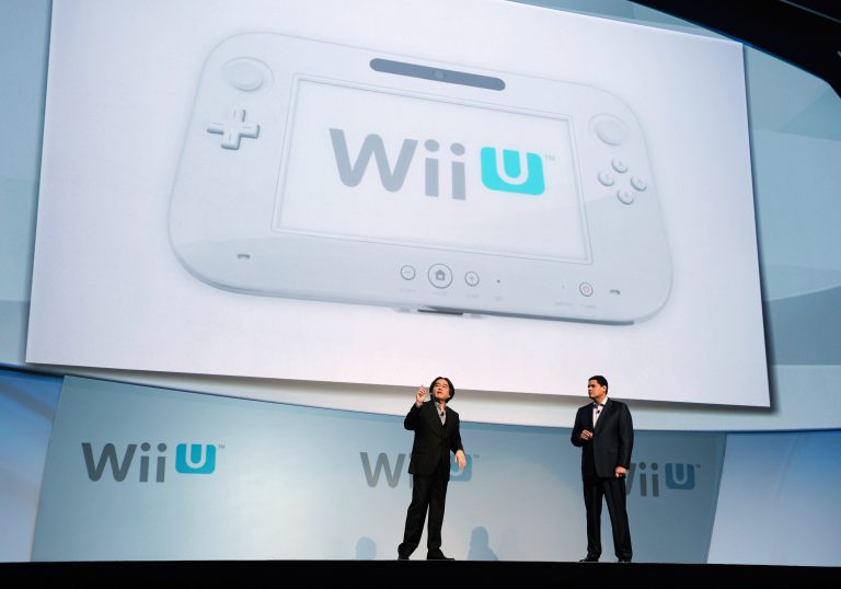 Satoru Iwata and Reggie Fils-Aime reveal the Wii U at E3 2011.