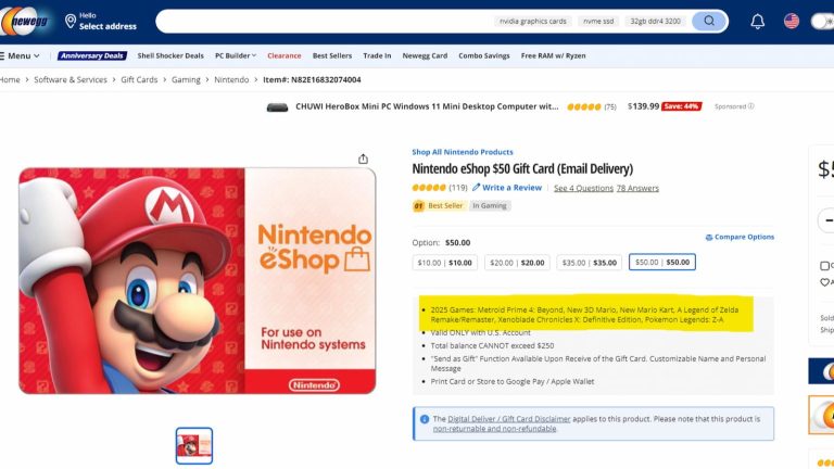 Did Newegg leak new Mario and Zelda games for Switch 2?