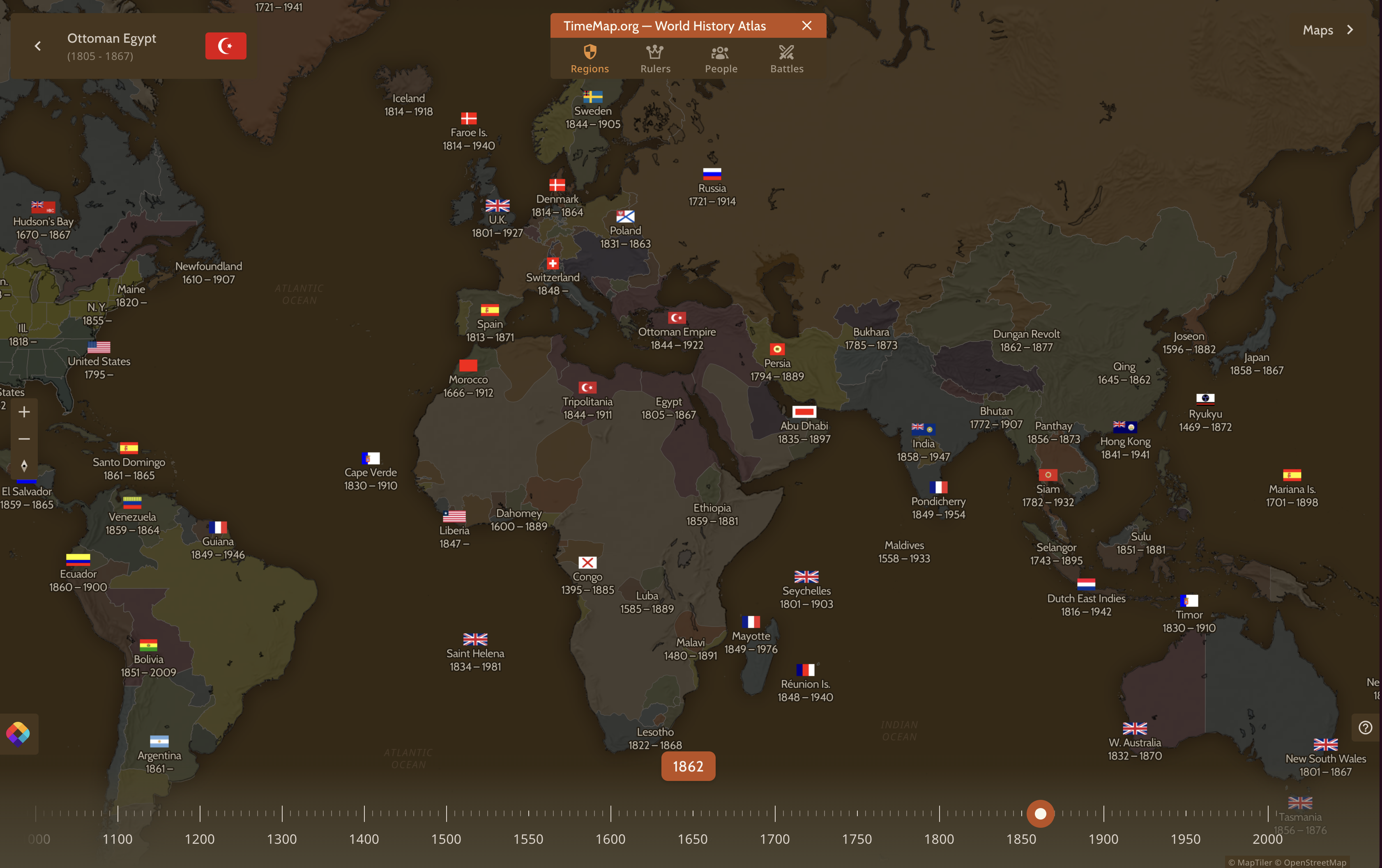 interactive history map on timemap.org