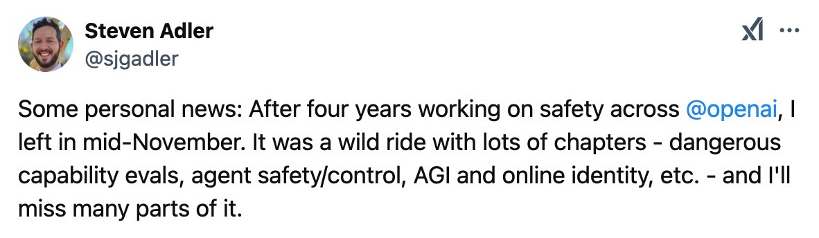 OpenAI researcher Steven Adler on quitting the company.