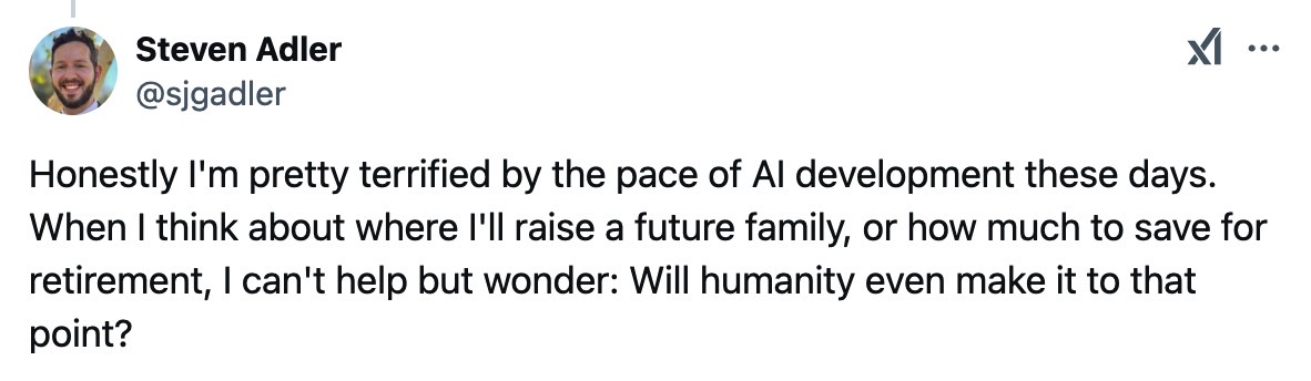 OpenAI researcher Steven Adler on being terrified.