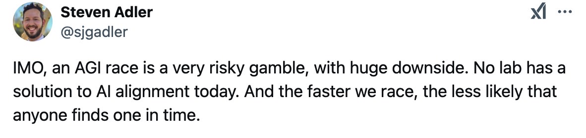 OpenAI researcher Steven Adler on the AGI race.