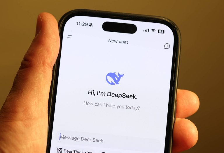 DeepSeek AI app open on a smartphone display