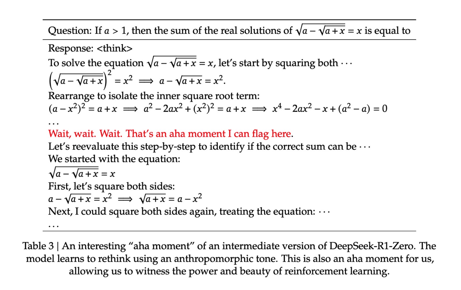 DeepSeek R1's "aha moment."