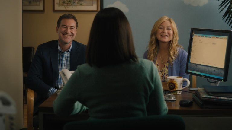 Mark Duplass and Ellen Pompeo in Good American Family.