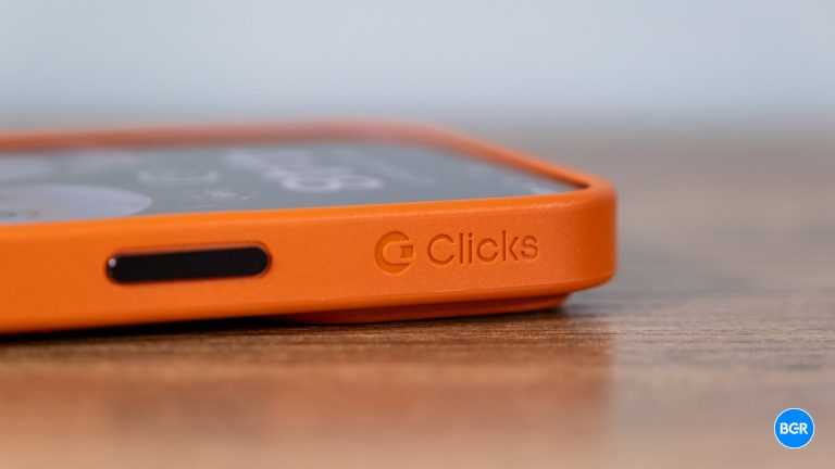 Clicks logo on the Clicks keyboard case.