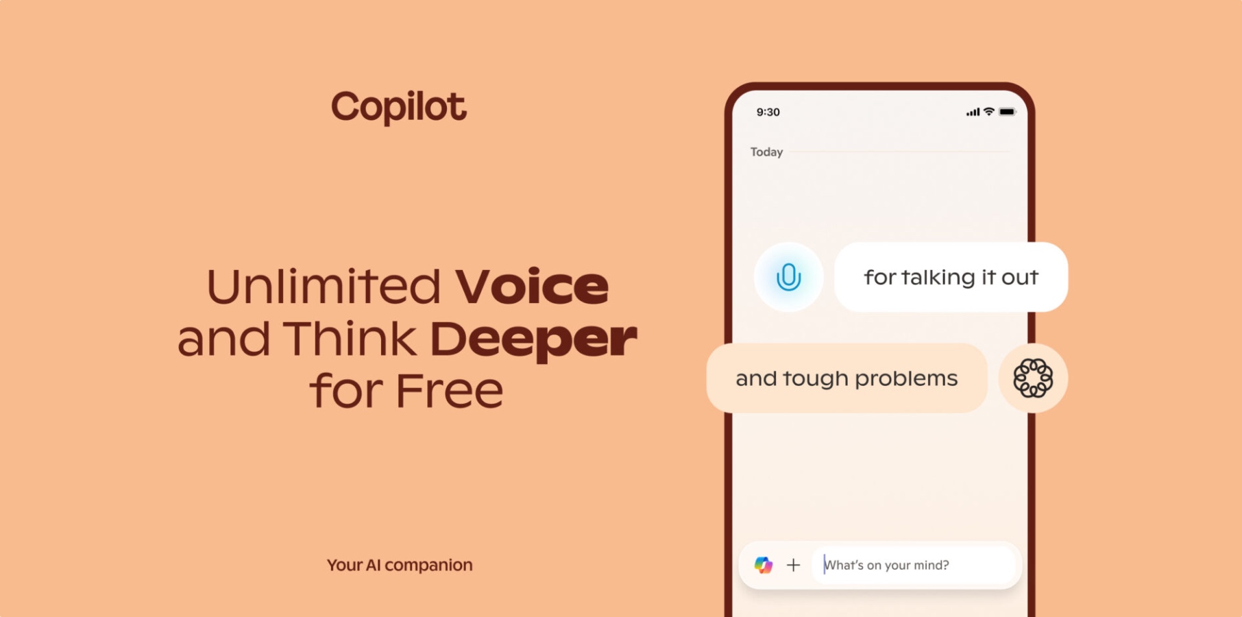 Microsoft Copilot now offers unlimited free access to Think Deeper and Voice features