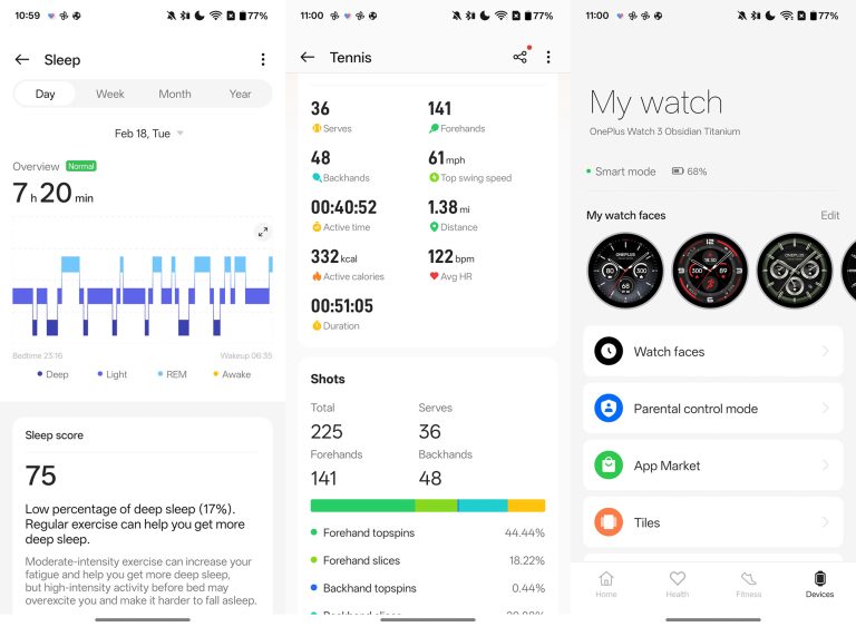 OnePlus Watch 3 OHealth screenshots