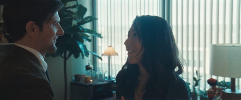 Adam Scott and Dichen Lachman in Severance on Apple TV+