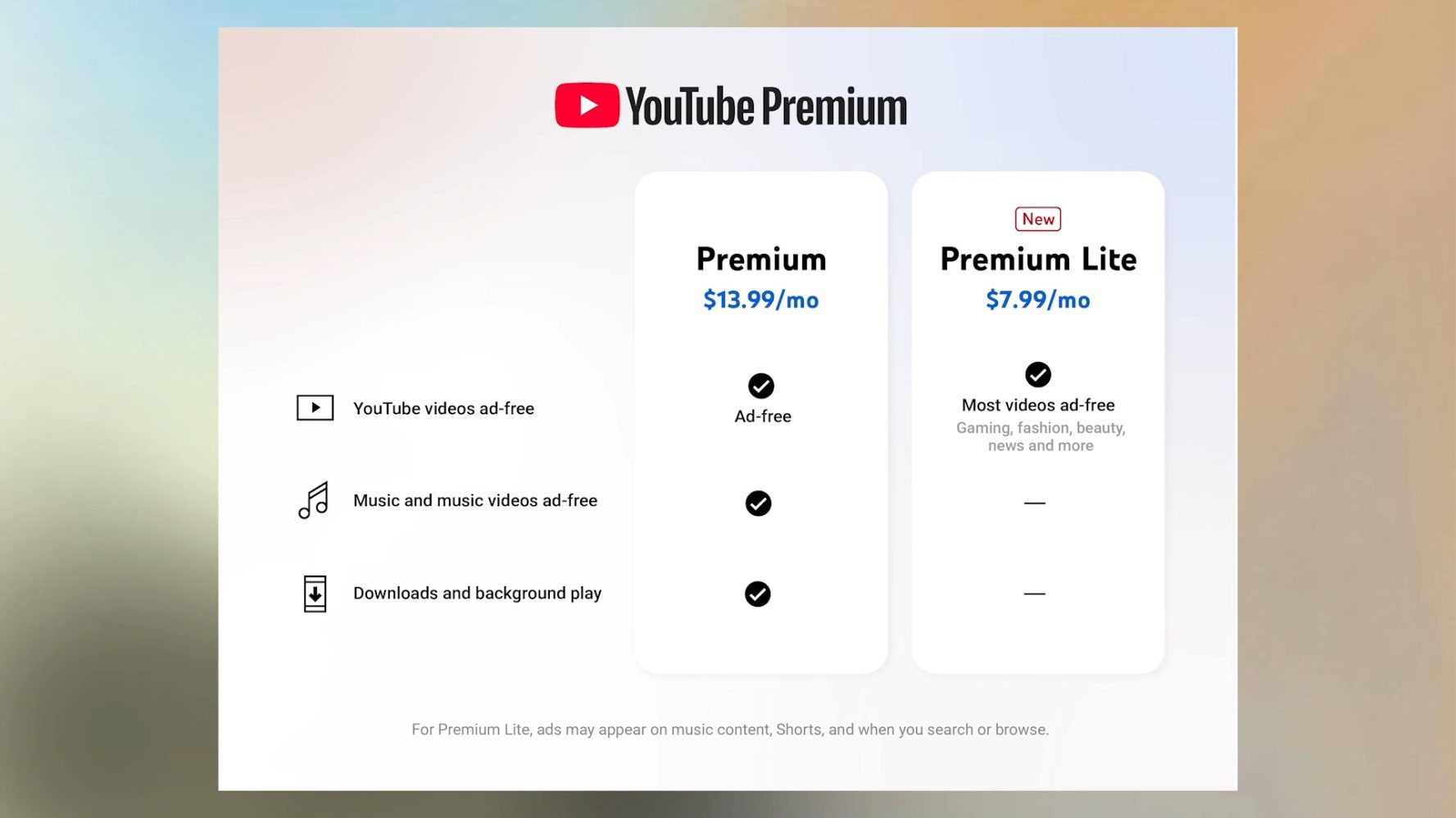 YouTube launches Premium Lite ad-free plan for $7.99 per month