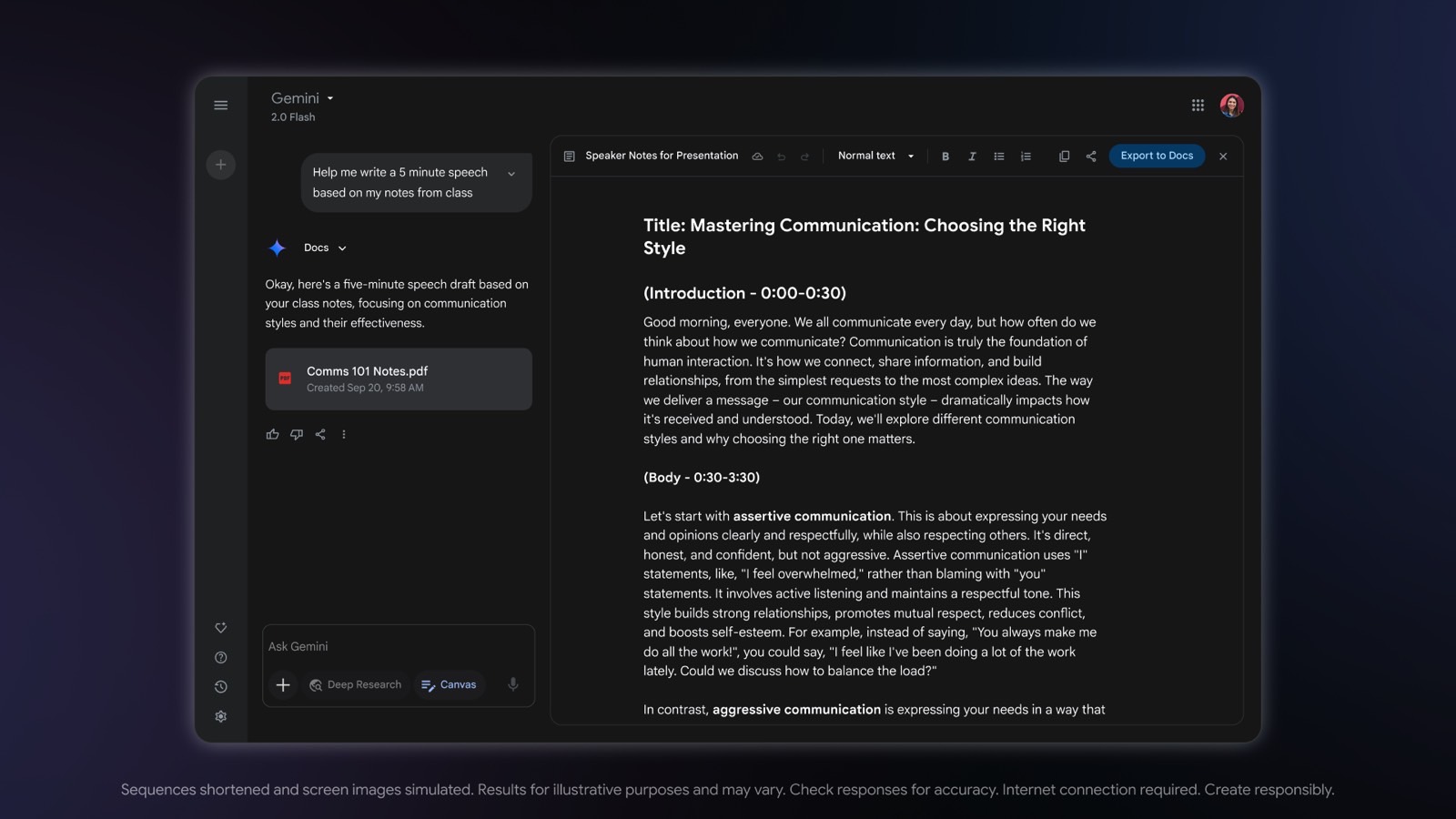 The new Gemini Canvas UI.