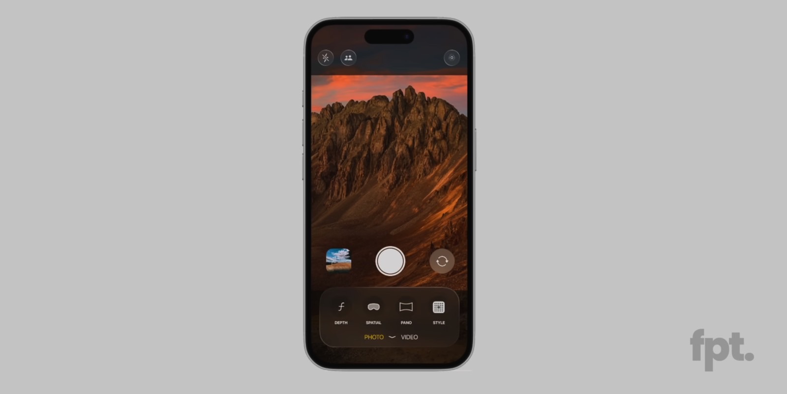 FTP render showing the redesigned Camera app in iOS 19.